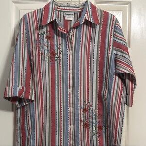 Bon Worth Multicolor Embroidered Womens Blouse Size Medium